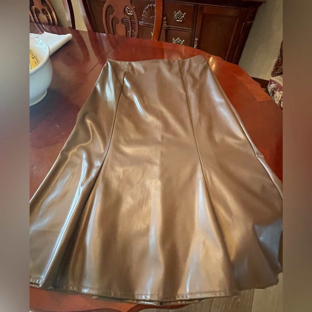 Elegant Brown Fauxx Leather Skirt